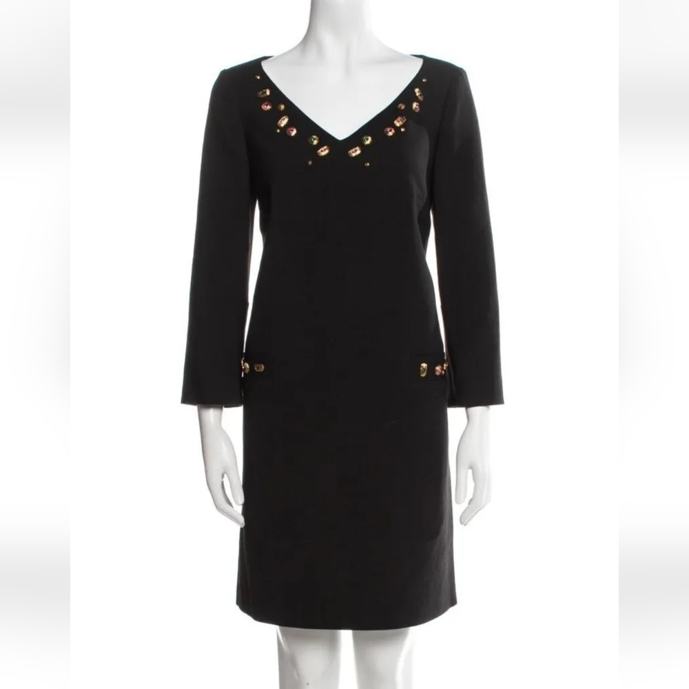 PAULE KA Women's Sheath Black Dress Wool Beaded NWT Size FR 40 US 6 S $1010.00